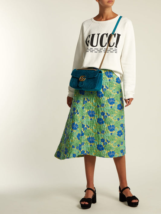 GUCCI GG MARMONT SMALL QUILTED VELVET BAG