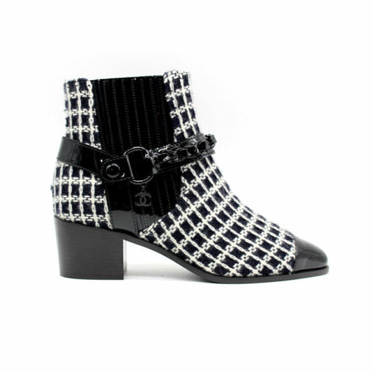 CHANEL TWEED SHORT BOOTS