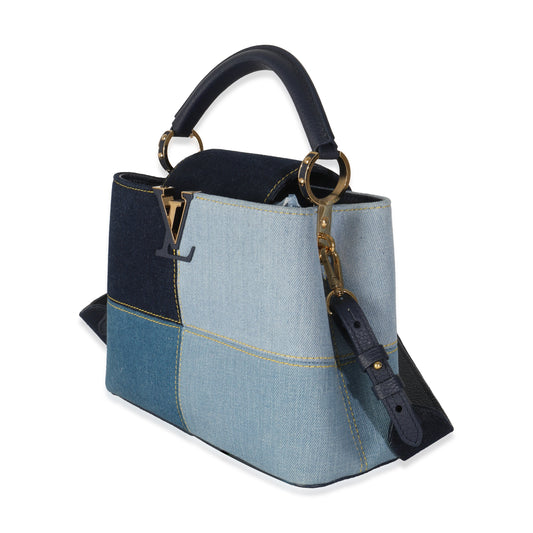 Louis Vuitton Navy Blue Patchwork Denim Capucines BB
