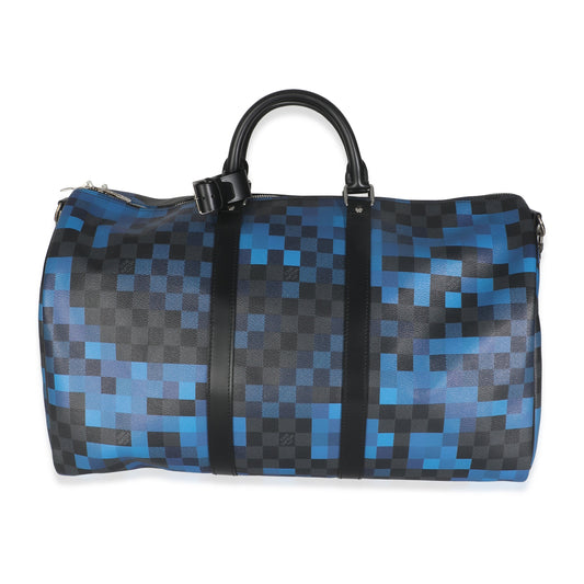 Louis Vuitton Blue Damier Graphite Canvas Pixel Canvas Keepall Bandouliere 50