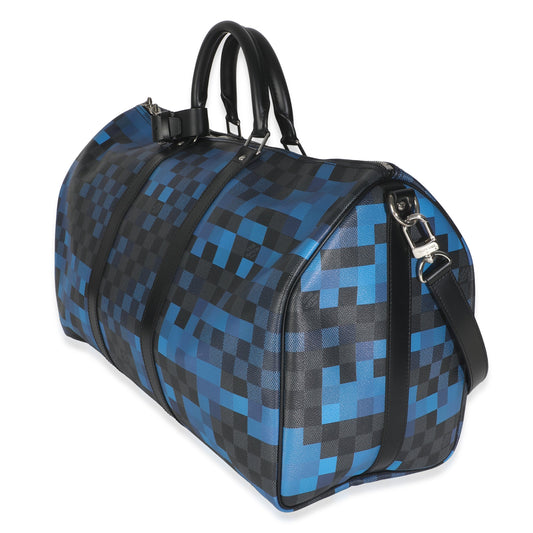 Louis Vuitton Blue Damier Graphite Canvas Pixel Canvas Keepall Bandouliere 50