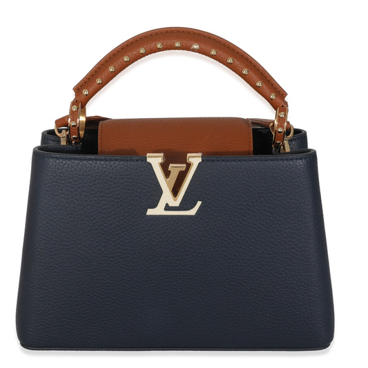 Louis Vuitton Bleu De France Blue Taurillon Studded Capucines BB
