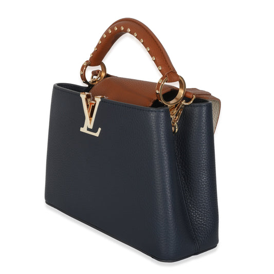 Louis Vuitton Bleu De France Blue Taurillon Studded Capucines BB